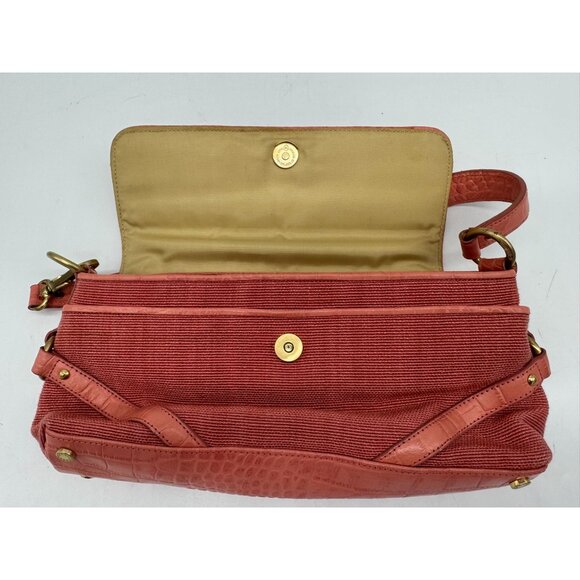 Charter Club Womens Shoulder Bag Coral Textured Faux Croc With Magnetic Closure - Picture 3 of 16